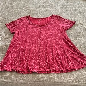 Torrid-Red, White Dots, Short Sleeve Top